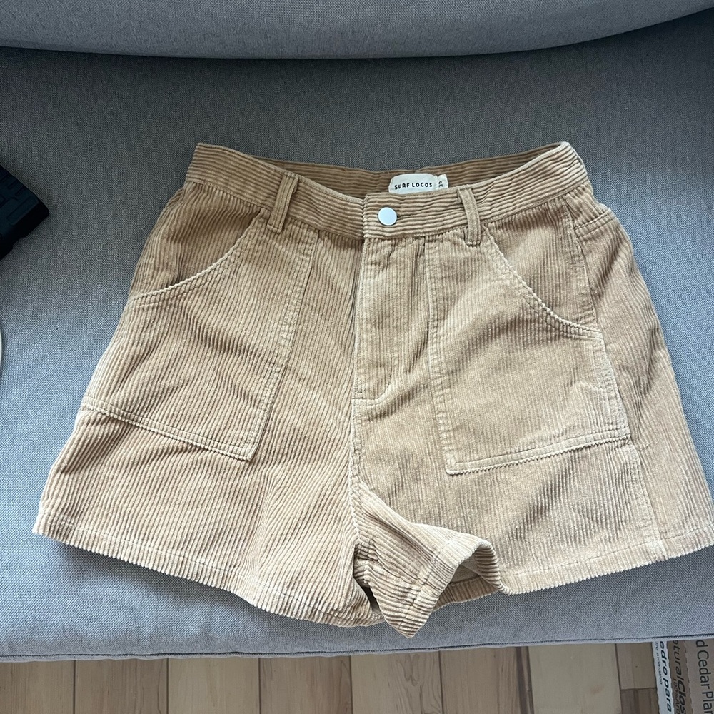 Surf Locos Women's Tan Corduroy Shorts